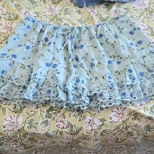 American Eagle Outfitters High Waisted Ruffled Floral Mini Skirt